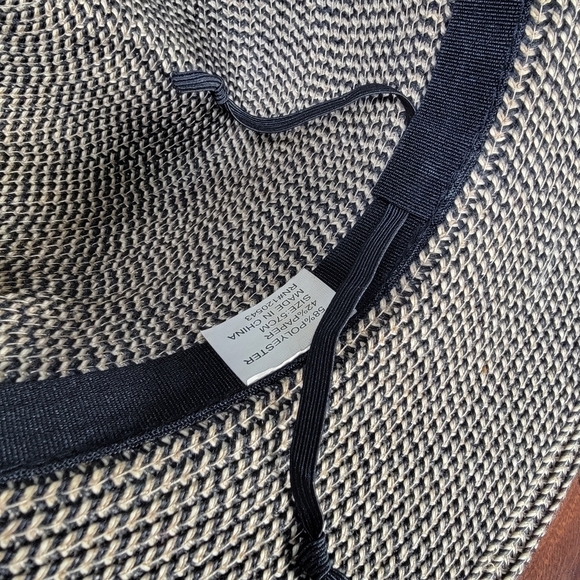 Jeanne Simmons Black and Tan Woven Sun Hat Women's One Size Summer Vacation - Picture 12 of 14